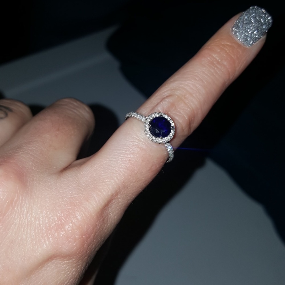 14k Gold Sapphire Gem And Diamond Ring